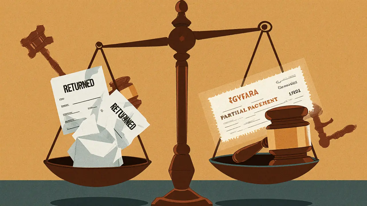 Судебные весы: возвращённый иск против частичной оплаты долга.