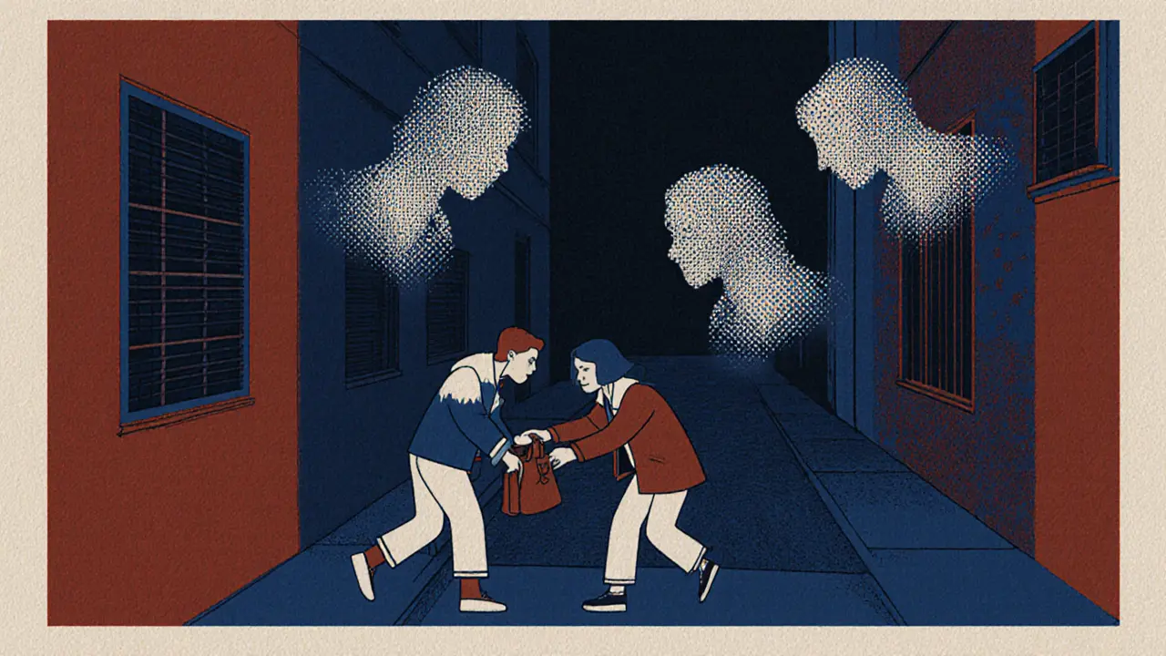 Два человека в темном переулке внезапно грабят женщину — группа без предварительного сговора.