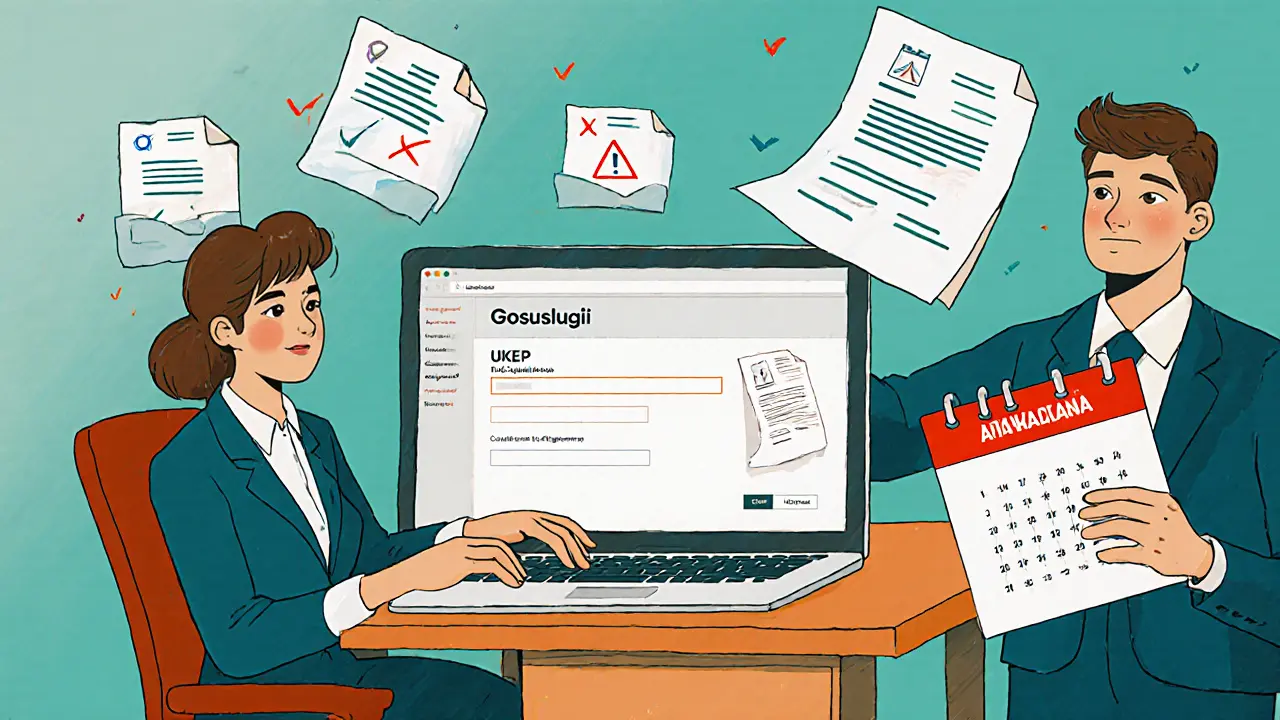 Команда в офисе подает уведомление через Госуслуги с печатью УКЭП