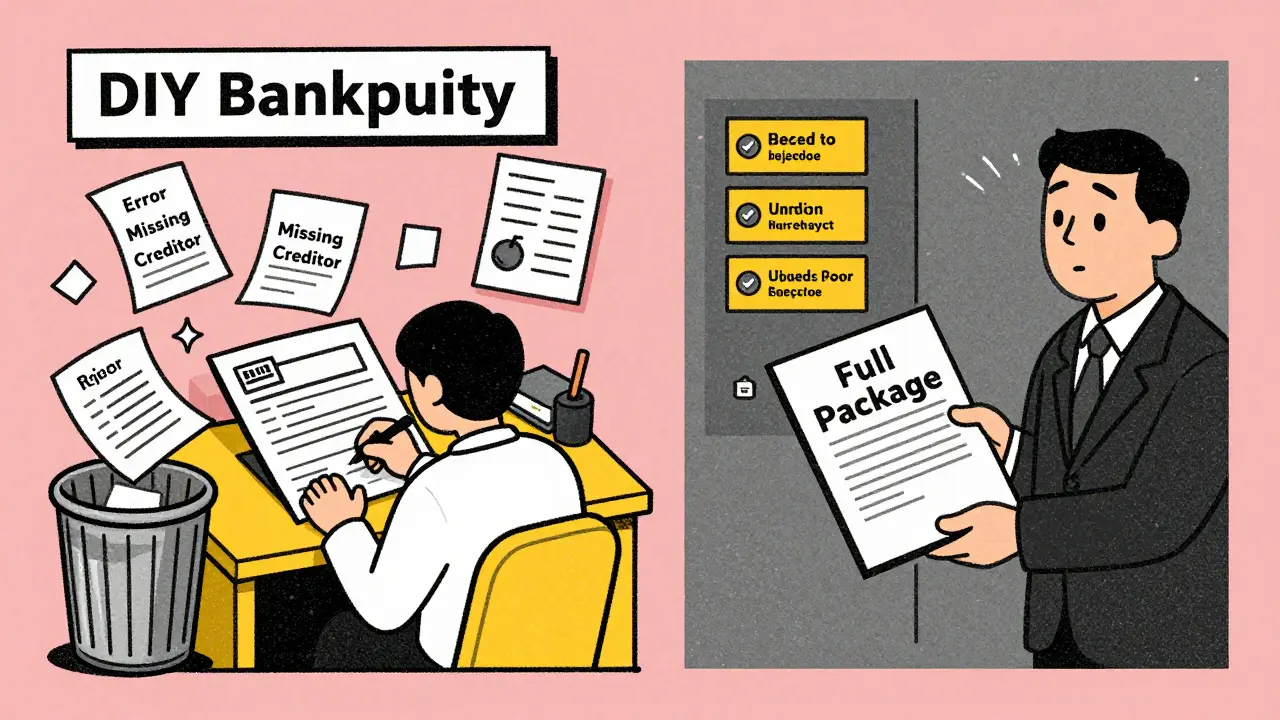 Сравнение: один человек ошибается с документами, другой получает помощь юриста с четкими ценами.