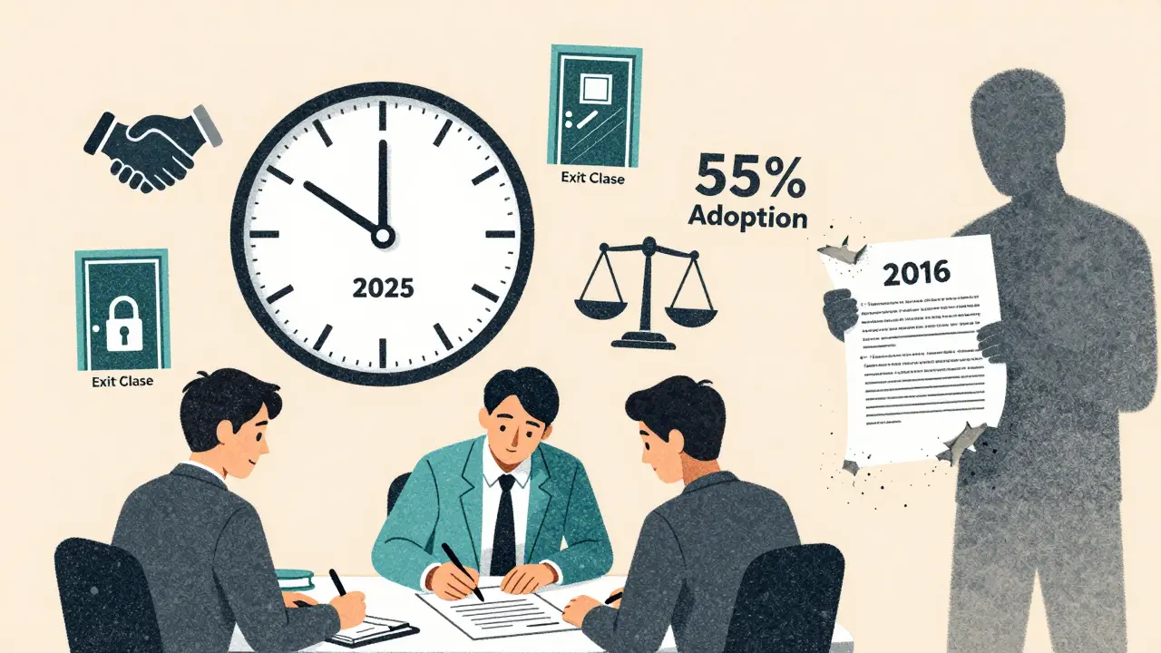 Часы 2025 года: договоры заменяют доверие, устаревший контракт разрушается, новые условия растут.