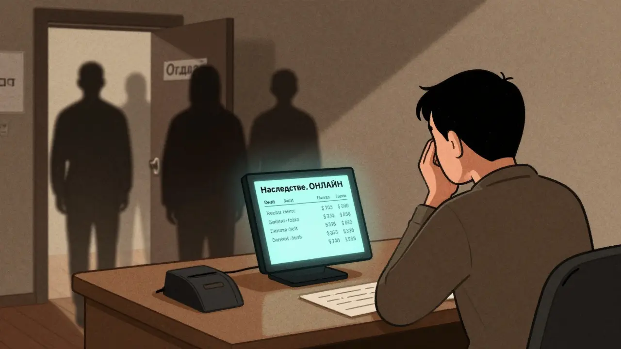 Человек подает отказ от наследства через цифровую систему, долги исчезают.