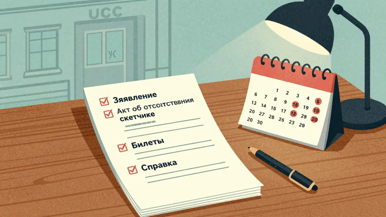 Письменный стол с документами для перерасчета и закрашенными днями в календаре