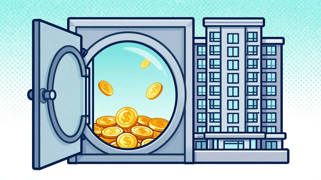 Банк-хранилище с монетами возле жилого дома