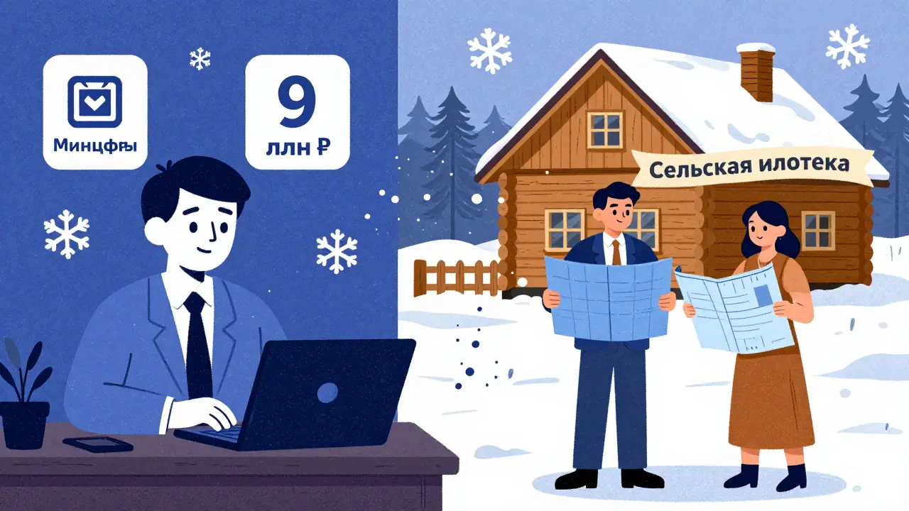 IT-специалист и сельская семья с планами домов в стиле рисографии