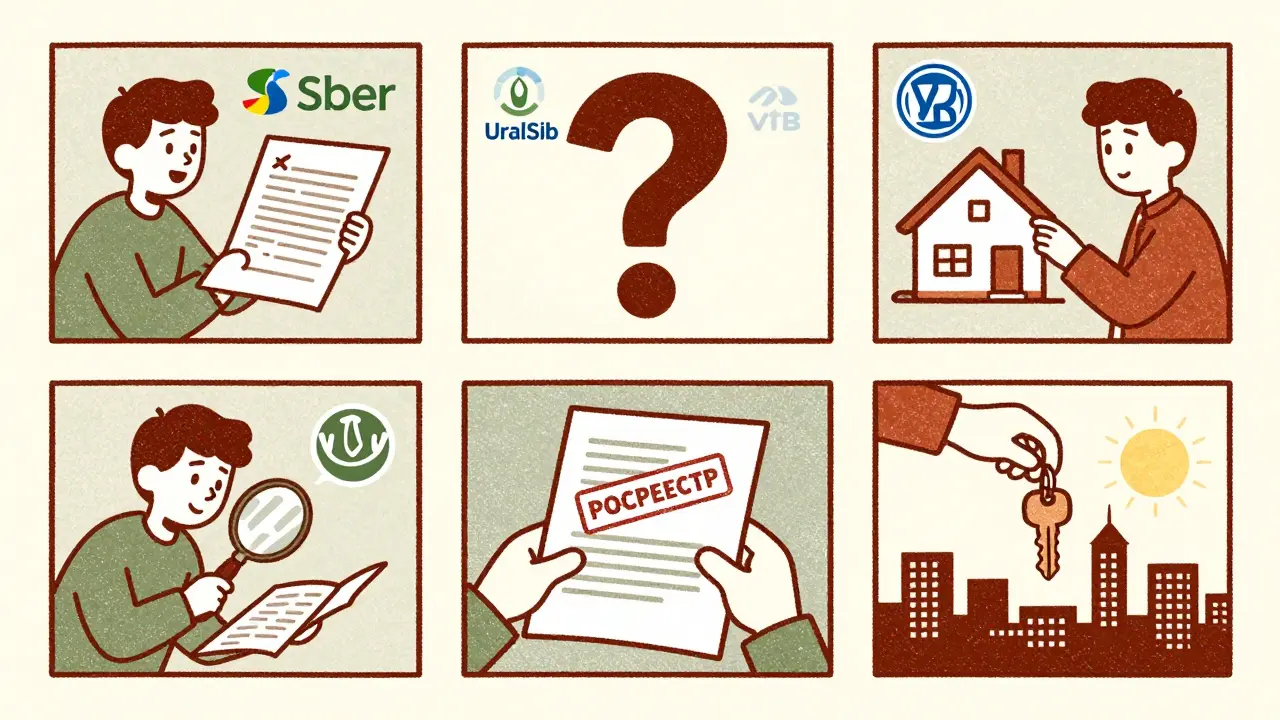 Пять этапов оформления ипотеки от документов до ключей в стиле рисографии