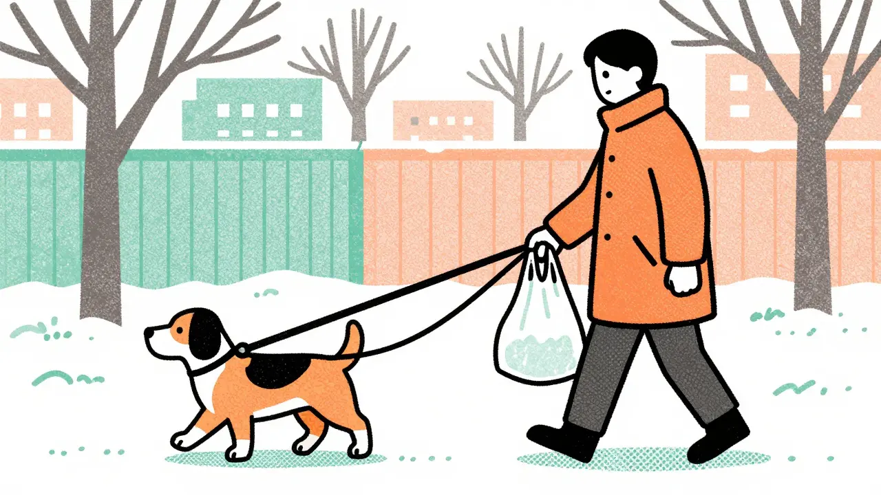 Выгул собаки на поводке с соблюдением правил гигиены