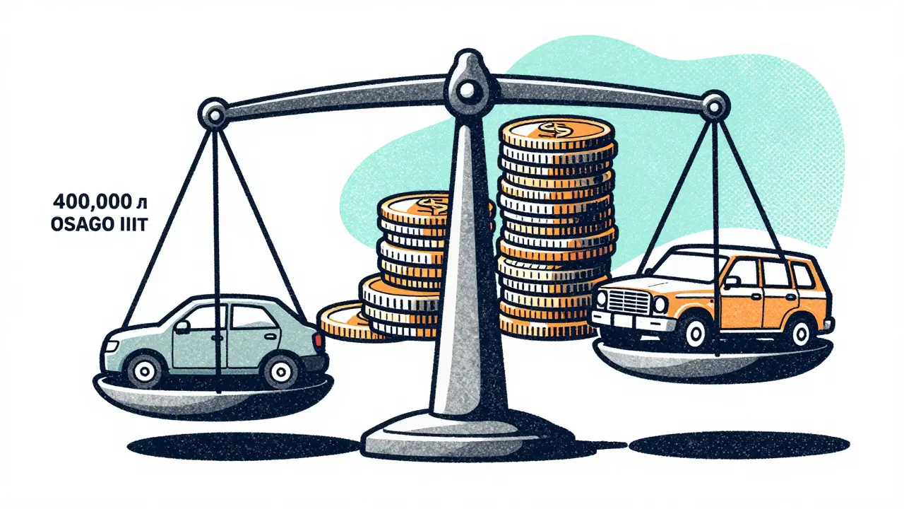 Концептуальные весы, показывающие превышение лимита выплаты ОСАГО