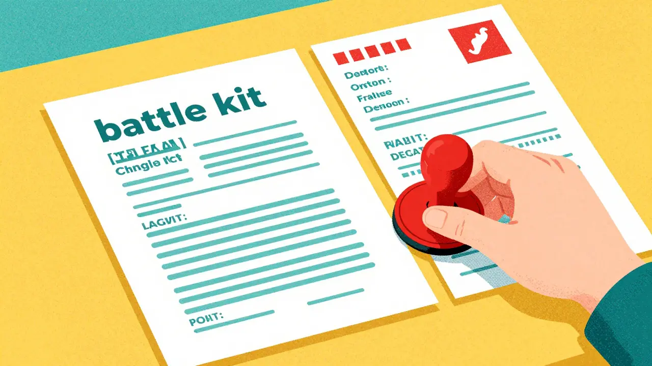 Набор документов для суда с печатями и квитанциями в стиле ризографии