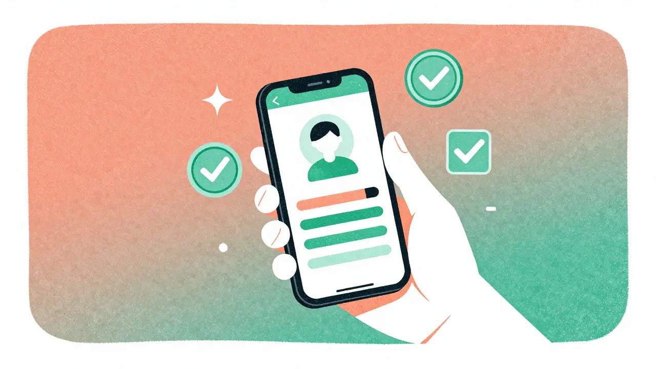 Рука с телефоном, отображающим процесс оформления пенсии