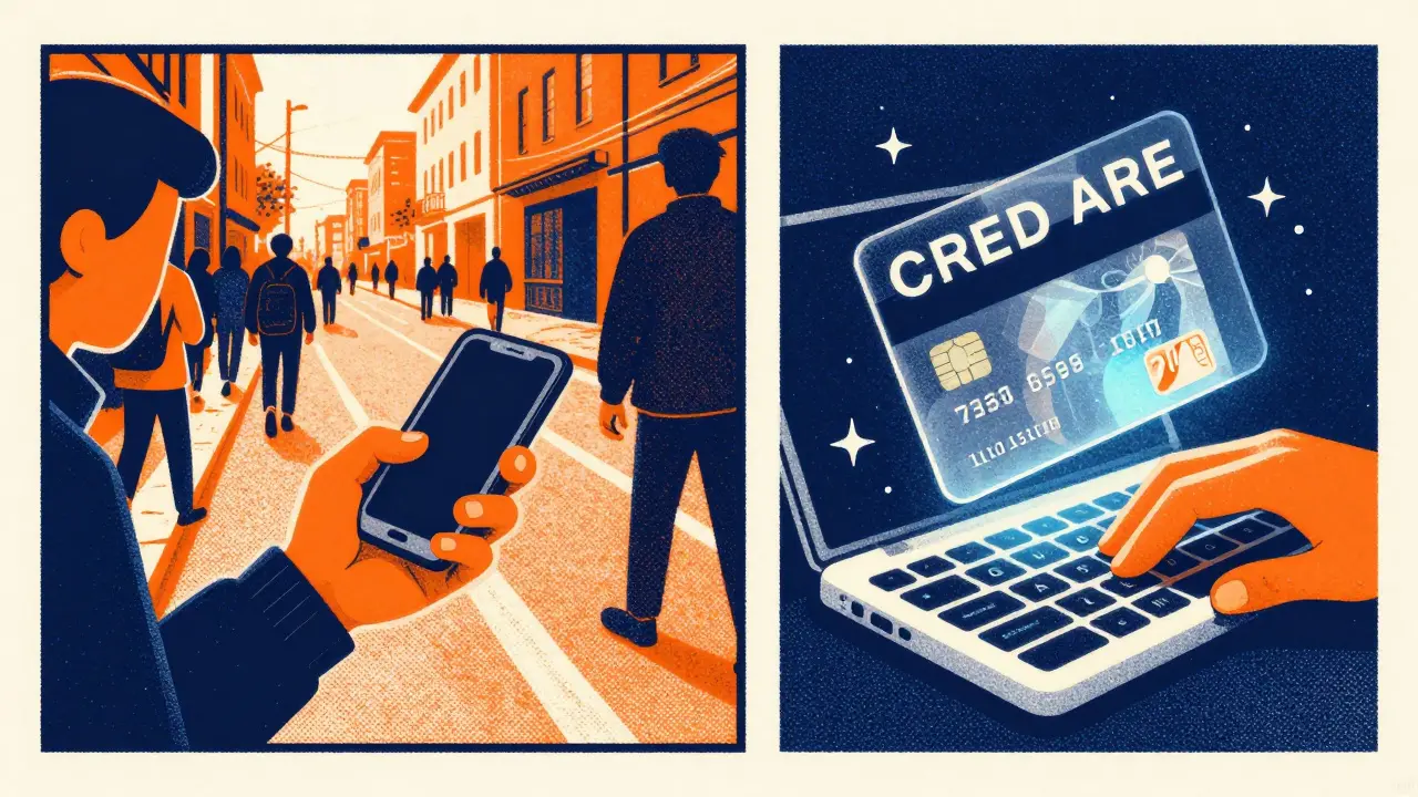 Сравнение грабежа и мошенничества в стиле ризографии: открытое хищение и киберпреступность