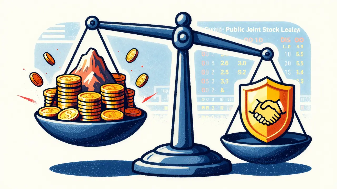 Весы, сравнивающие капитал ПАО и безопасность НАО